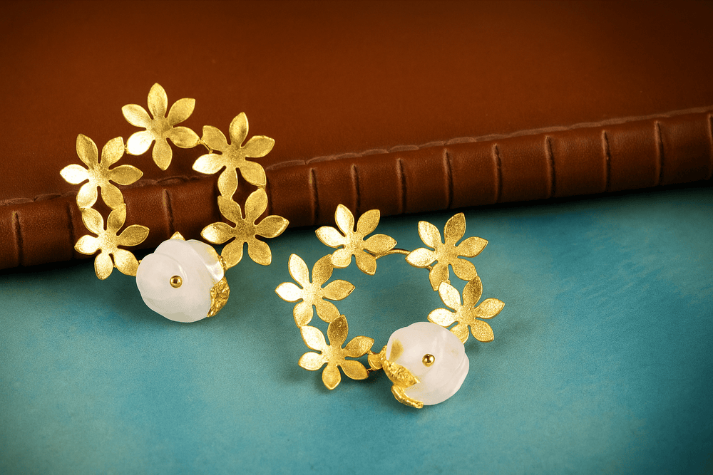 Elegant Flower Charm Stud