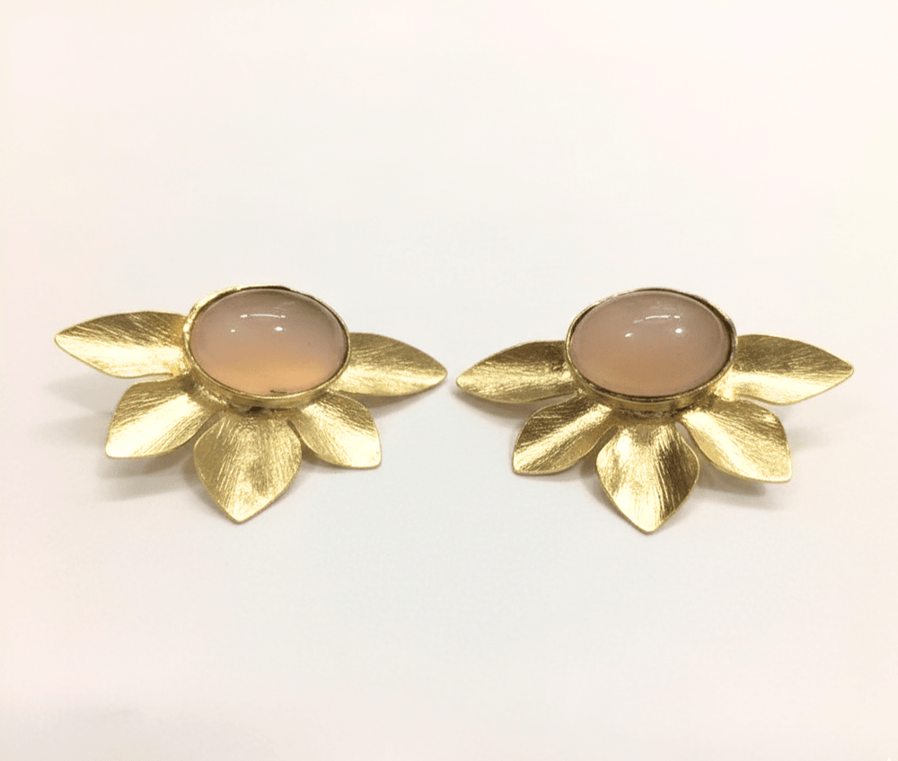 Gold Finished Floral Studs Earrings
