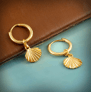 Sea - Shell Brass Hoops