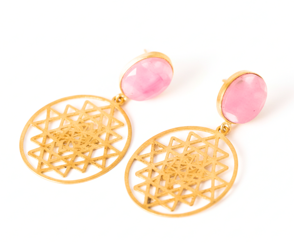 Pink Contemporary Gold plated Earrings