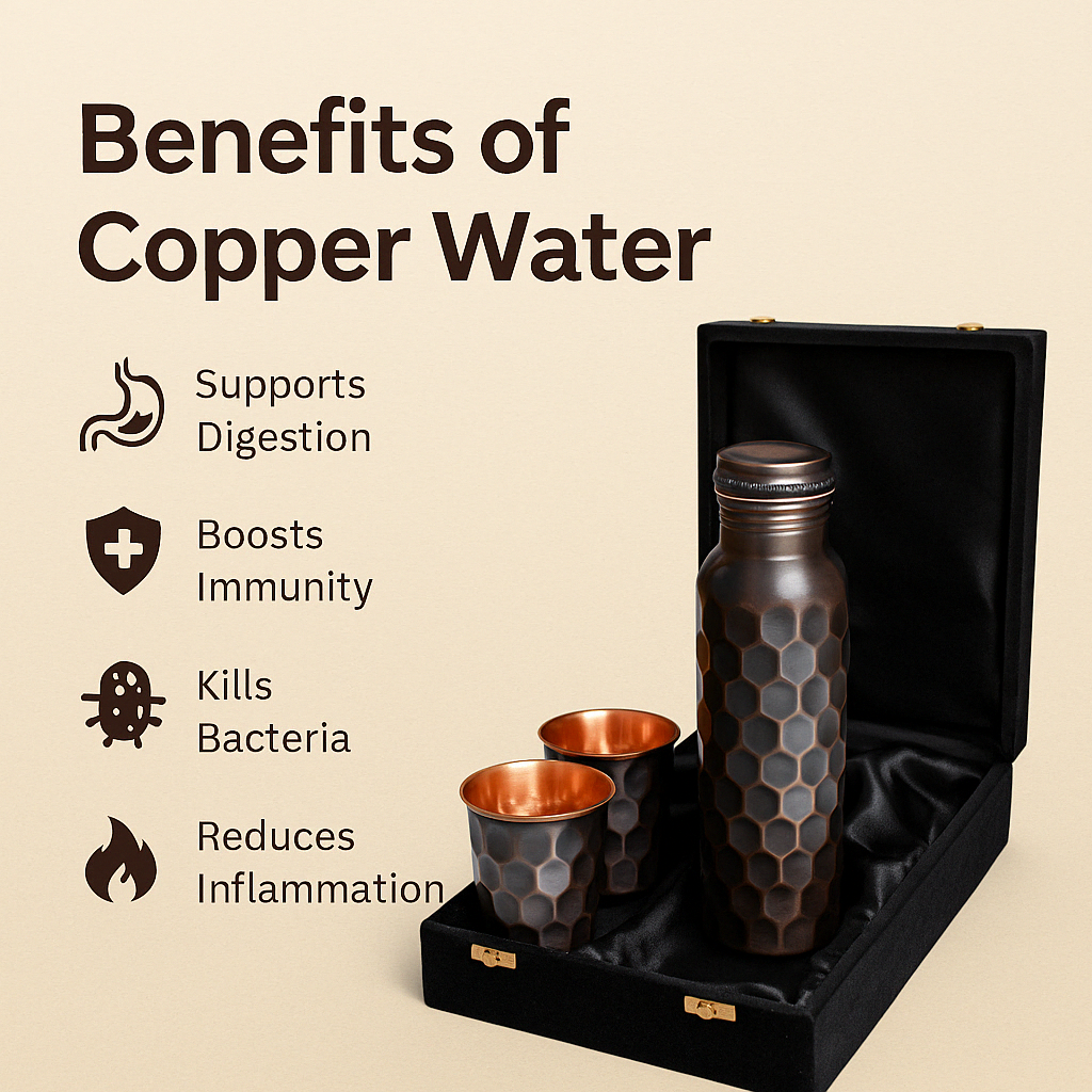 
                  
                    Antique Black Copper Water Bottle / Tumbler - Gift Set
                  
                